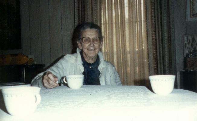 Beannie with coffee